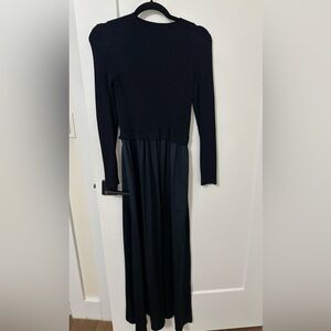 Taylor Black Long Sleeve Knit & Satin Maxi Dress